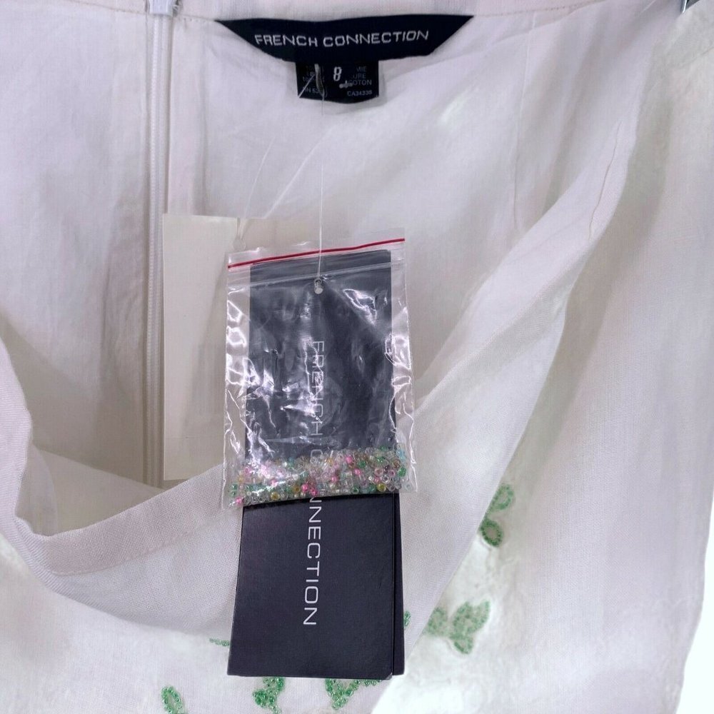 NWT Vintage French Connection Floral Beaded White Skirt 8 - Picture 7 of 7
